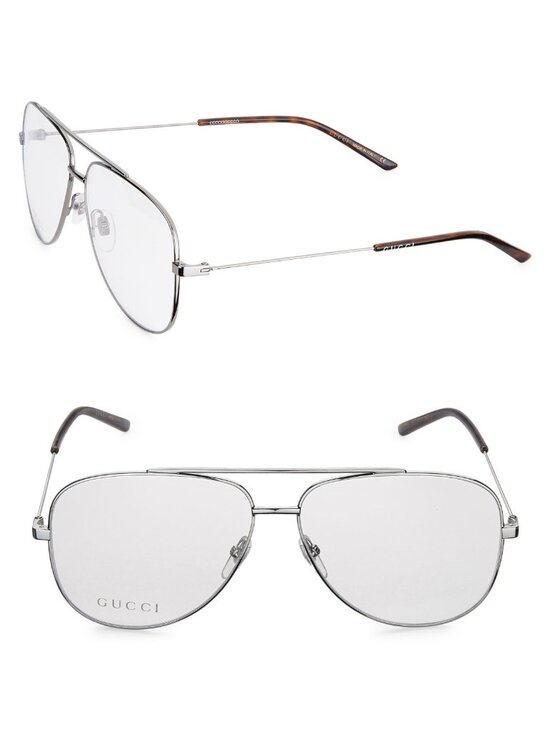 Gucci GG0442O 001 60mm Pilot Aviator Optical Frame Eyeglasses Rutenium - Italy main image 4